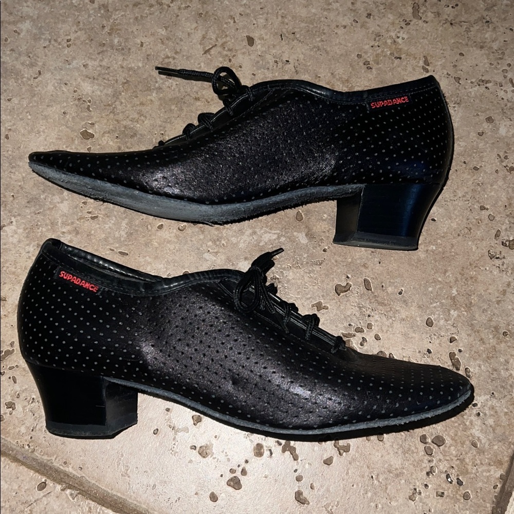 Supadance Black Leather High Heel Dance Shoes